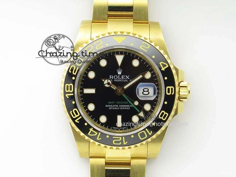 MiroTime 0116 RelaxedFit GMT-Master II 116718 LN Bp-Maker Best Edition YG Wrapped Bezel Black Dial On YG Bracelet ETA 3988